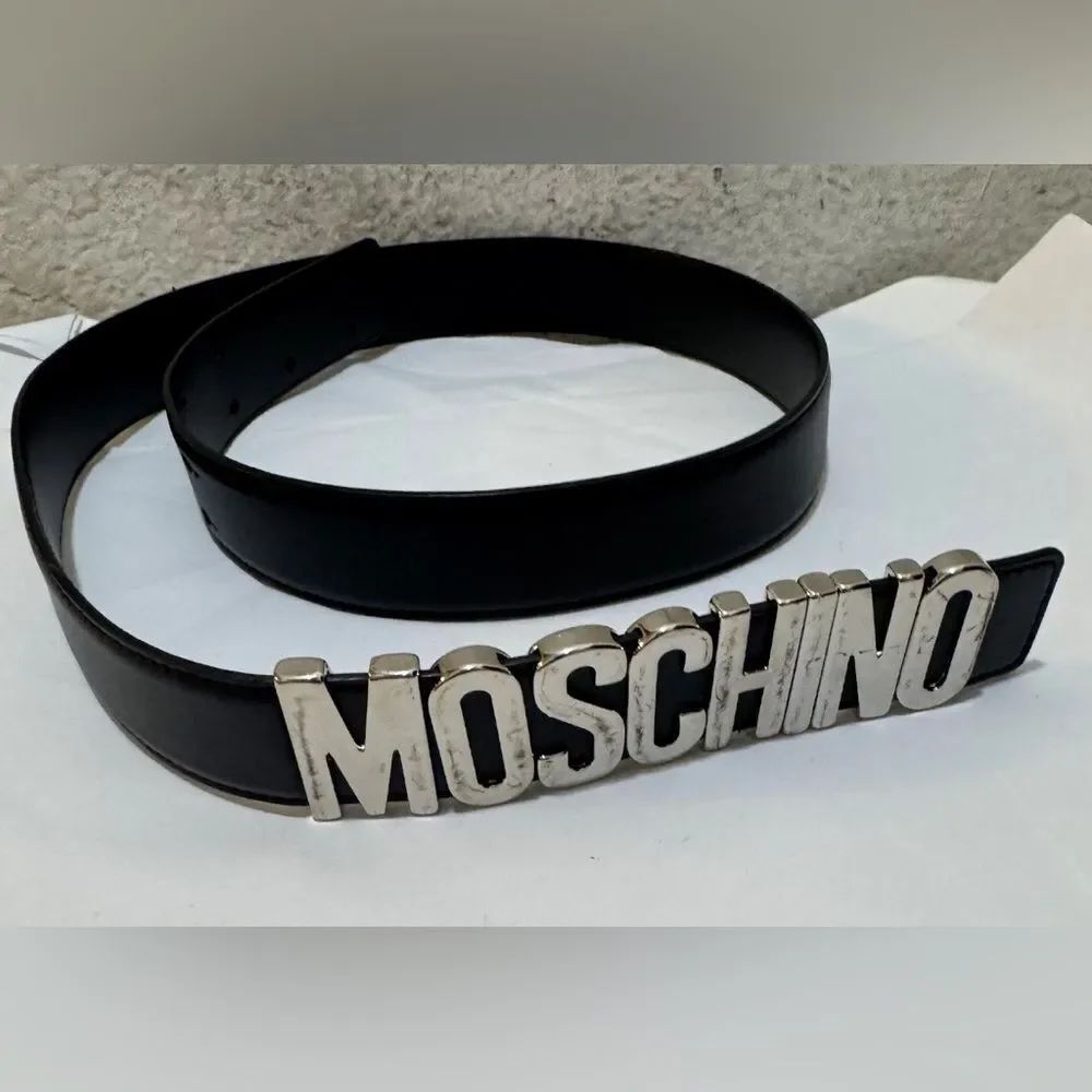Moschino Black Belt with Silver Logo